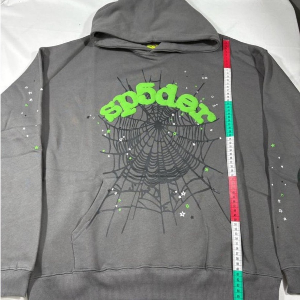 Gray Graphic Hoodie with Spider Design